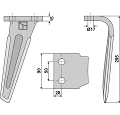 Dent droite pour herse rotative SICMA adaptable - Blacksteel©