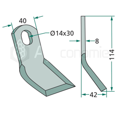 Couteau-Y pour broyeur 114x40mm HYMACH adaptable 