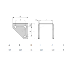 Chape d'attelage pour béquille hydraulique -  Ø 91 mm - Adaptable