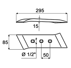 Pointe réversible gauche pour charrue GREGOIRE ET BESSON 173331 adaptable