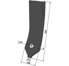 Déflecteur latéral KR10 droit 320 x 100 mm LEMKEN 3374490 - BlackSteel©