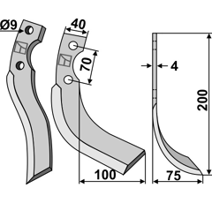 Fräsmesser 200x40mm, rechts - 1349-716-0020-1 | Iseki - Nachbau