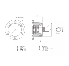 Palier filet à gauche pour déchaumeur LEMKEN 55510013 adaptable
