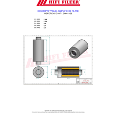 Filtre hydraulique adaptable HIFI FILTER SH61138