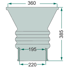 Entonnoir de pompage, raccord 220 / 195 mm