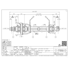 Transmission grand angle quadrilobe 30,2x106 mm - lg 1210 mm - 1"3/8 6C/1"3/8 6C | BONDIOLI