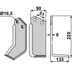 Fräsmesser Rechts 220 x 90  Nachbau