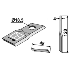 Messer links für Mähwerk LELY 434988 Nachbau