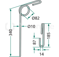 Peigne 345 mm pour semoir KONGSKILDE 02060500 adaptable 