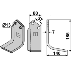 Lame droite pour Fraise/Rotavator HUARD 226096 adaptable