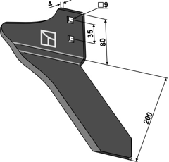 Lame planet gauche 200 mm pour bineuse EINBÖCK 15-293-01 adaptable