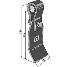 Fléau 210 mm pour broyeur TAARUP 40880360 adaptable