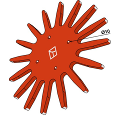 Étoile à doigts 370mm pour bineuse KULT KRESS K.FH 206 adaptable - BlackSteel©