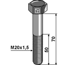 Vis M20 x 70 mm - 10.9 pour herse rotative MASSEY FERGUSON adaptable