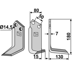 Lame droite pour Fraise/Rotavator SICMA 4812425 adaptable -