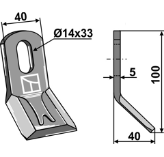 Fléau 100 x 40 mm pour broyeur ROUSSEAU 5.254.22 adaptable
