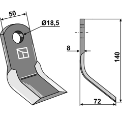 Couteau-Y pour broyeur 140x50mm DRAGONE ND00001672000 adaptable - Blacksteel©
