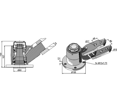 Lager mit Stange für Grubber SIMBA P12904 – Nachbau  
