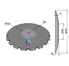 Disque crénelé Ø530x6 mm pour semoir KVERNELAND AC353952 adaptable 