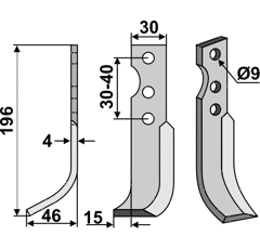 Fräsmesser Links 196 x 30 Solo Nachbau