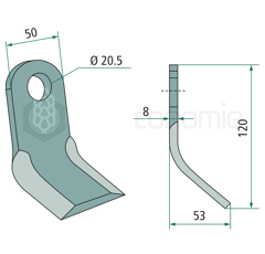 Couteau Y pour broyeur WILLIBALD 210-41-002 adaptable 