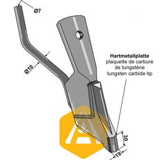 Schnellwechselschar 10 x 7 mm – Hartmetall – für Sämaschine BOURGAULT – Nachbau