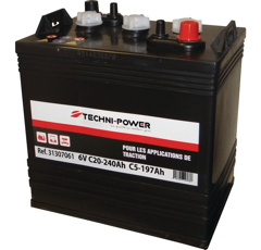 Batterie tracteur 6v 240Ah decharge lente + en diagonale | TECHNI-POWER