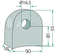 Bride de fixation 50 x 16,5 x 55 mm pour broyeur adaptable