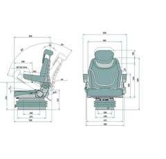 Siège tracteur à suspension mécanique avec appuie-tête 475 mm adaptable