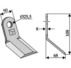 Couteau-Y pour broyeur 108x50mm BERTI C5000 adaptable - Blacksteel©