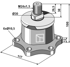 Lagereinheit rechts - Grubber LEMKEN 5554512 - Nachbau
