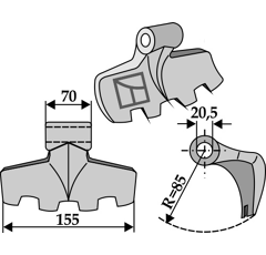 Marteau pour broyeur 155x70mm CHABAS Adaptable Blacksteel©