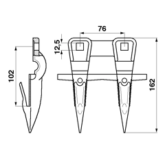 Dedo para cosechadora MASSEY FERGUSON 640590M1 adaptable