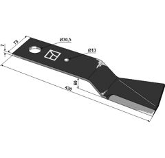 Fléau droit pour broyeur 430x75mm  MAJOR NTSB10A2 adaptable - Blacksteel©
