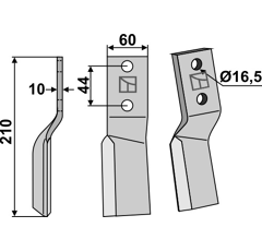 Lame gauche pour rotavator BREVIGLIERI 50175 - B200V adaptable