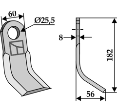 Couteau-Y pour broyeur 182x60mm SEPPI adaptable - Blacksteel©