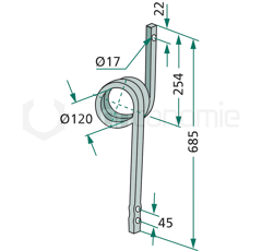 Dent droite 685 mm pour semoir adaptable