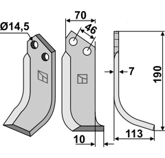 Lame droite pour Fraise/Rotavator MURATORI 1200013 adaptable