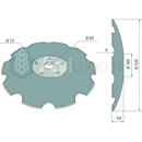 Disque bombé crénelé Ø 520 mm pour semoir adaptable