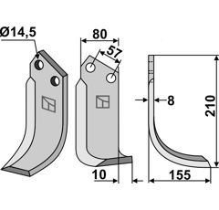 Lame droite pour Fraise/Rotavator MURATORI 120060 adaptable - Blacksteel©