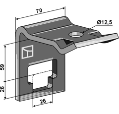 Bride de fixation pour dent 26 59 mm adapt. BlackSteel©