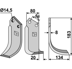 Lame droite pour Fraise/Rotavator TORTELLA 2985204 adaptable - Blacksteel©