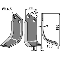 Fräsmesser - rechts KUH95R Kuhn Nachbau