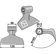 Marteau pour broyeur 135x50mm BERTI Adaptable Blacksteel©