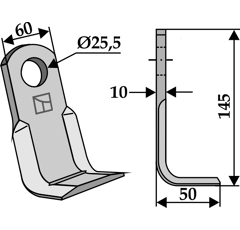 Fléau 145 x 60 mm pour broyeur AGRIMASTER 3001221 adaptable