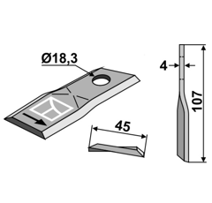 Couteau vrillé gauche pour KUHN 55903210 adaptable - Blacksteel©