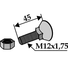 Boulon de charrue M12 x 45 mm adaptable