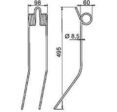 Dent coudée pour faneuse KUHN57502000 origine