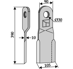 Couteau droit pour broyeur 390x90mm BAMS adaptable - Blacksteel©