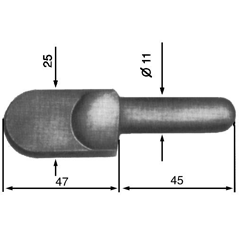 Gond pour charnière bombée légère Ø 11 mm
